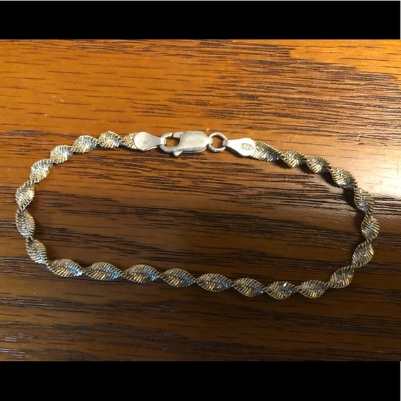 Sterling 925 Silver and Gold Necklace and Bracelet Set - Picture 12 of 12